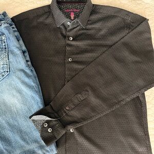 Visconti Black Casual Button Down Shirt